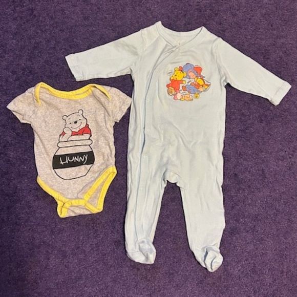 Disney Other - Disney Winnie the Pooh short onesie and footed onesie set -3-6 Months